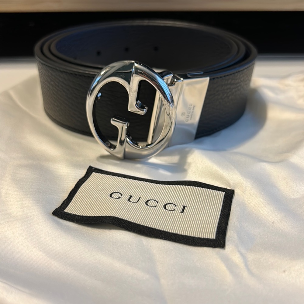 Gucci GG interlocking black calfskin belt